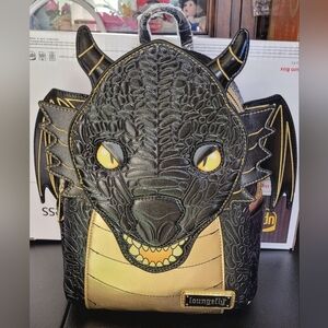 Loungefly Black Gold Dragon Mini Backpack (Books-A-Million Exclusive)